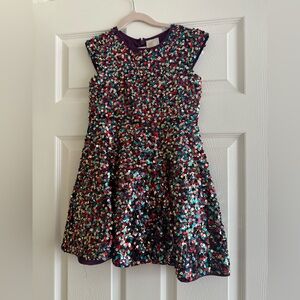 Mini Boden Colorful Sequin Holiday Kids Dress